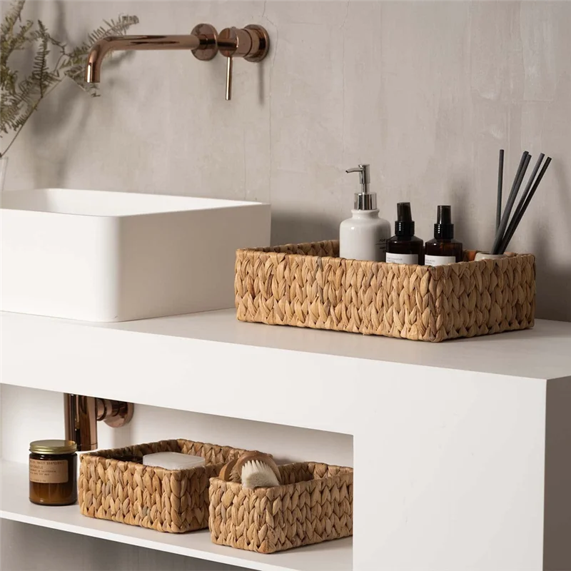 

A69ewicker Baskets For Organizing 3Pack, Large And Small Wicker Storage Baskets Set, Hand Woven Baskets For Storage