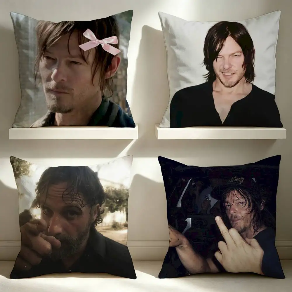 Norman Reedus W-Walking D-Dead  Double-Sided Printed Cushion Cover Bedroom Bedside Sofa Pillow Case
