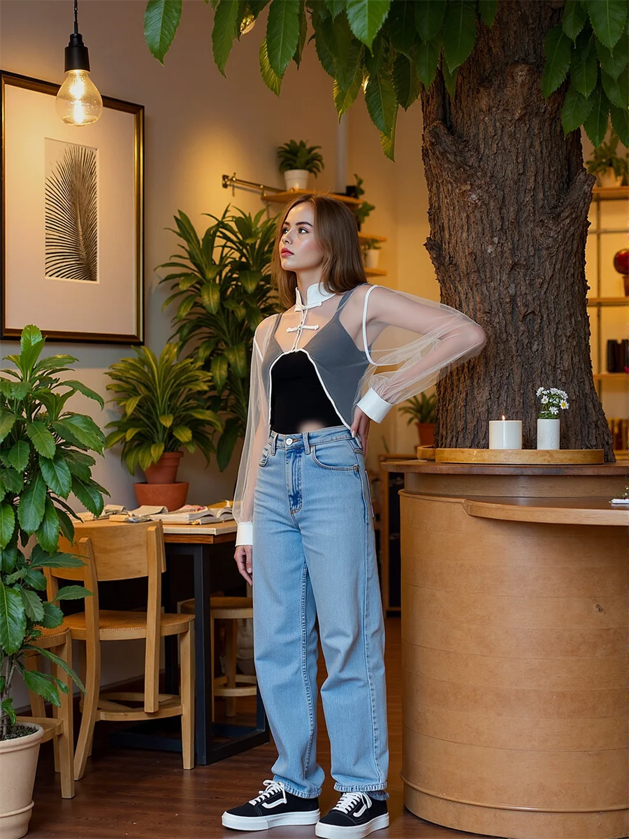 Camicia nera Donna Manica lunga Slash Neck Off-spalla Design sexy Moda Stile chic Camicette da donna Top Donna Button Up Elegante