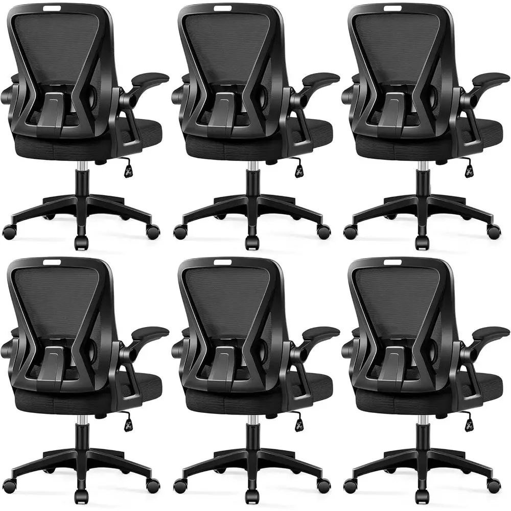 

Эргономичное вращающееся кресло с высокой спинкой: дышащая сетка, регулируемая поясничная поддержка, откидные подлокотники для домашнего офиса