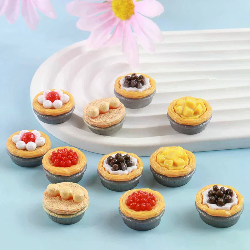 5Pcs 1/12 Dollhouse Simulation Egg Tart Dollhouse Mini Dessert Model Dolls House Food Decor Accessories