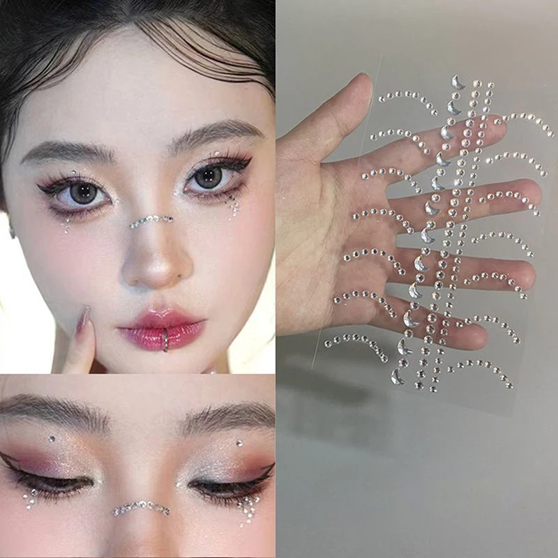 ใหม่ DIY Eyes Face Self Adhesive แต่งหน้าชั่วคราว Tattoo Beauty เพชรอัญมณีสติกเกอร์เทศกาล Body Art Decor เล็บเพชร