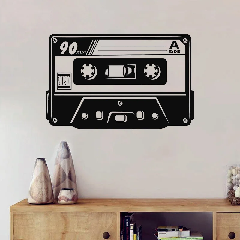 Retro Old Audio Cassette Wall Sticker Vinyl Home Decor Living Room Bedroom Old School Record Studio Decoration Decals Mural 4955