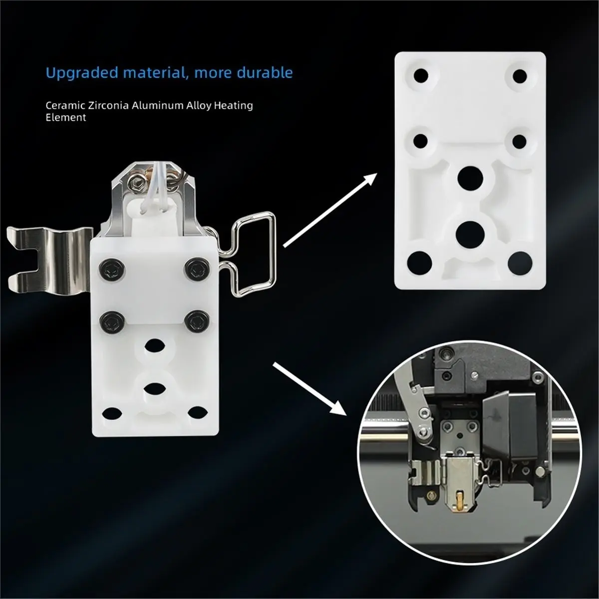 For A2L Hotend Heating Assembly Upgrade Kit 3D Printer Zirconia Ceramic Base -Plated Brass Heating Block