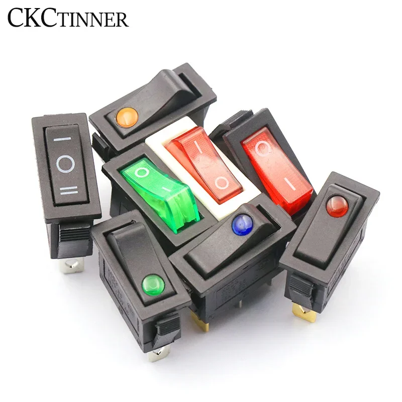 1PCS KCD3 Rocker Switch 15A /230A 250V 3 Pin Electrical equipment Power switch Red, yellow, blue, green black white