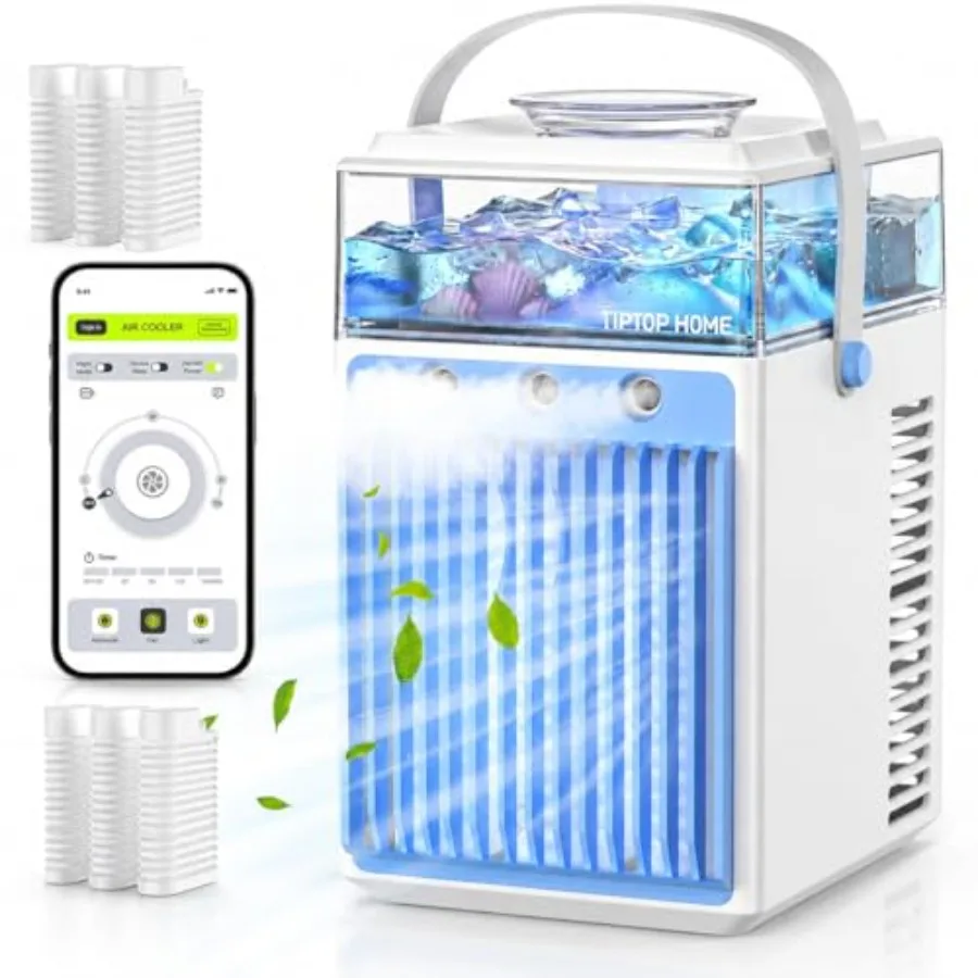 

Portable Air Conditioners: 5-in-1 Mini AC Fan for Bedroom, Office, Camping, Tent, Car Evaporative Cooling with 800ML Water Tank
