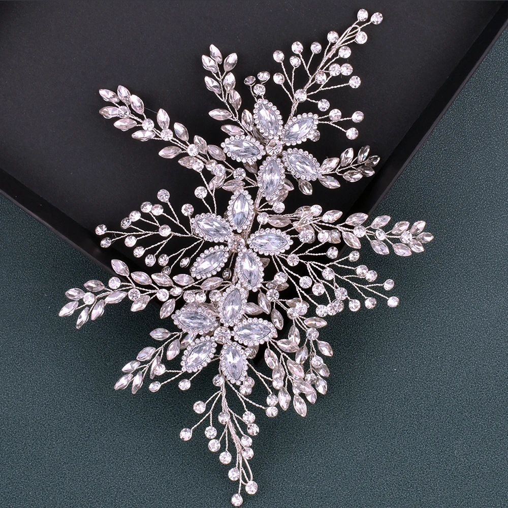 

DZ158 Handmade Rhinestone Flowers Hairpiece Luxury Wedding Hair Accessories Party Hair Pieces Bride Hair Tiara Bridesmaid Gifts