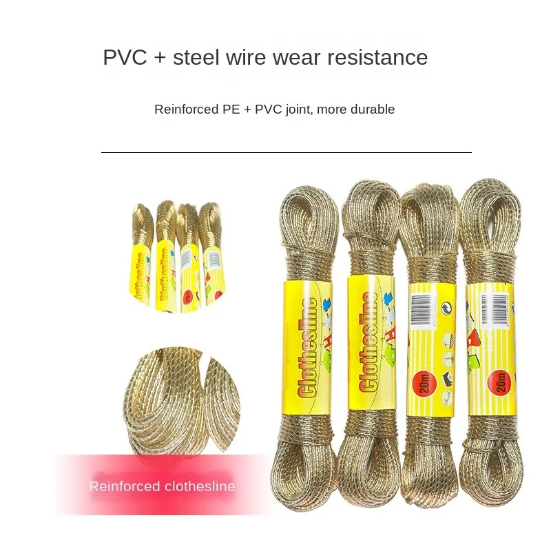 Outdoor rope, rainproof, camping drying rope, windproof and non-slip balcony clothesline, plastic steel wire drying quilt rope