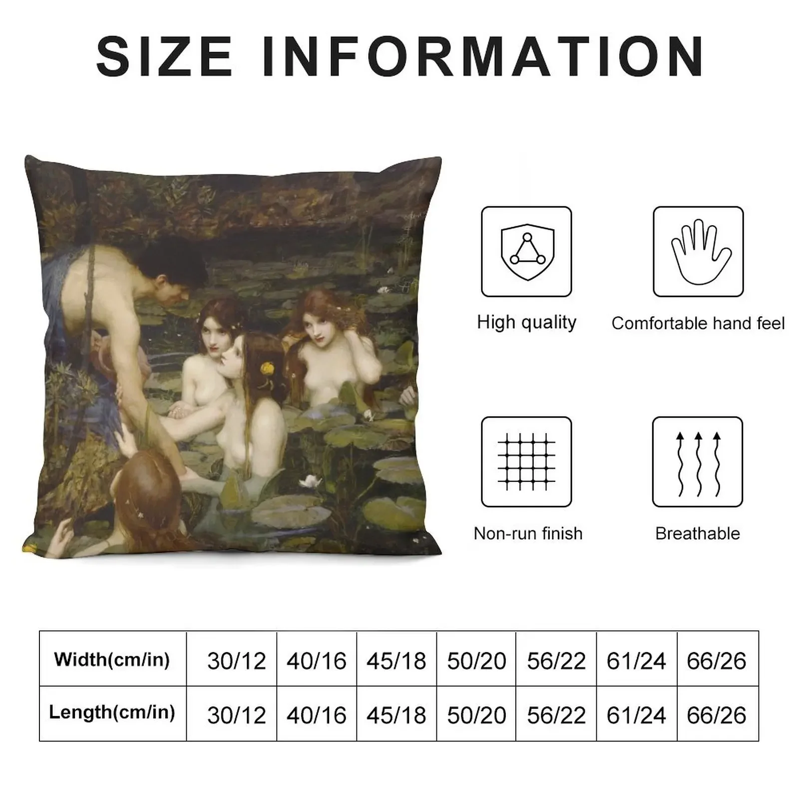 Hylas and the Nymphs - John William Waterhouse Throw Pillow Covers For Sofas Sofa Covers Cushions Pillows Aesthetic pillow