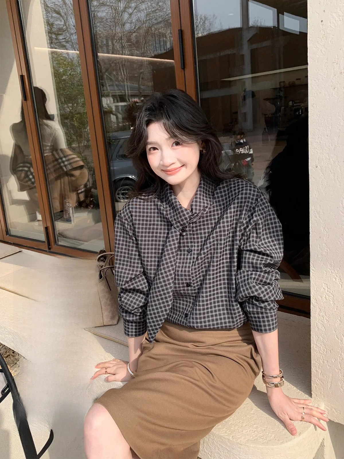 

Nordic Poetic Romantic Striped Color Block Shirt Loose Long Sleeve Women's Spring Fashion Artistic Style Gown with Sash