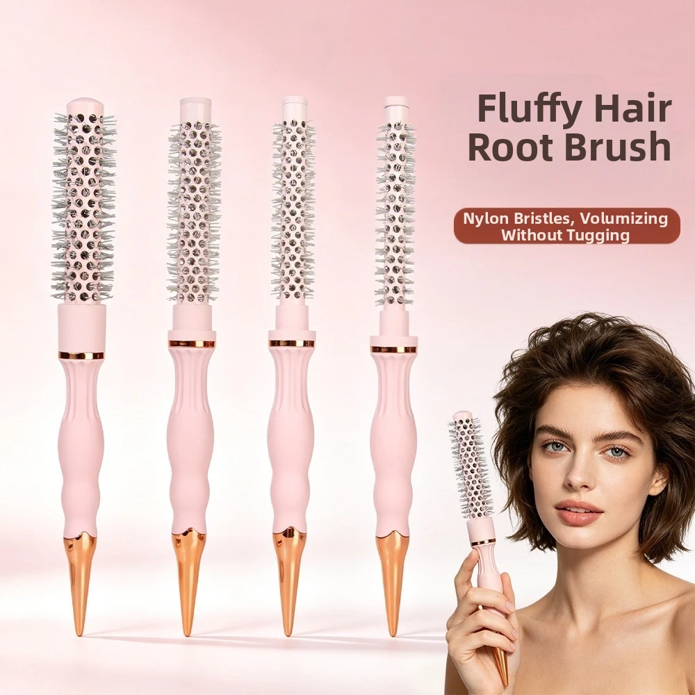Aluminum Tube Curly Hair Roller Comb Heat-Conducting Professional Hot Cylinder Comb Round Breathable Blow Dry Brush Bangs