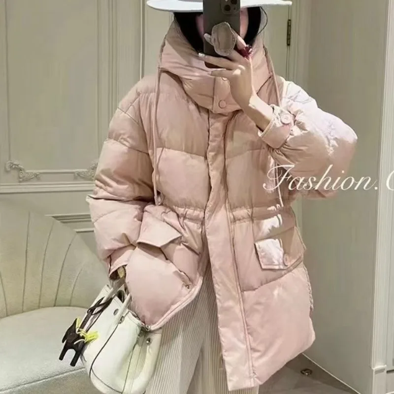 2023 New Women Down Jacket Winter Coat Female Mid Length Version Parkas Thick Warm Outwear Hooded Fashion Versatile Overcoat