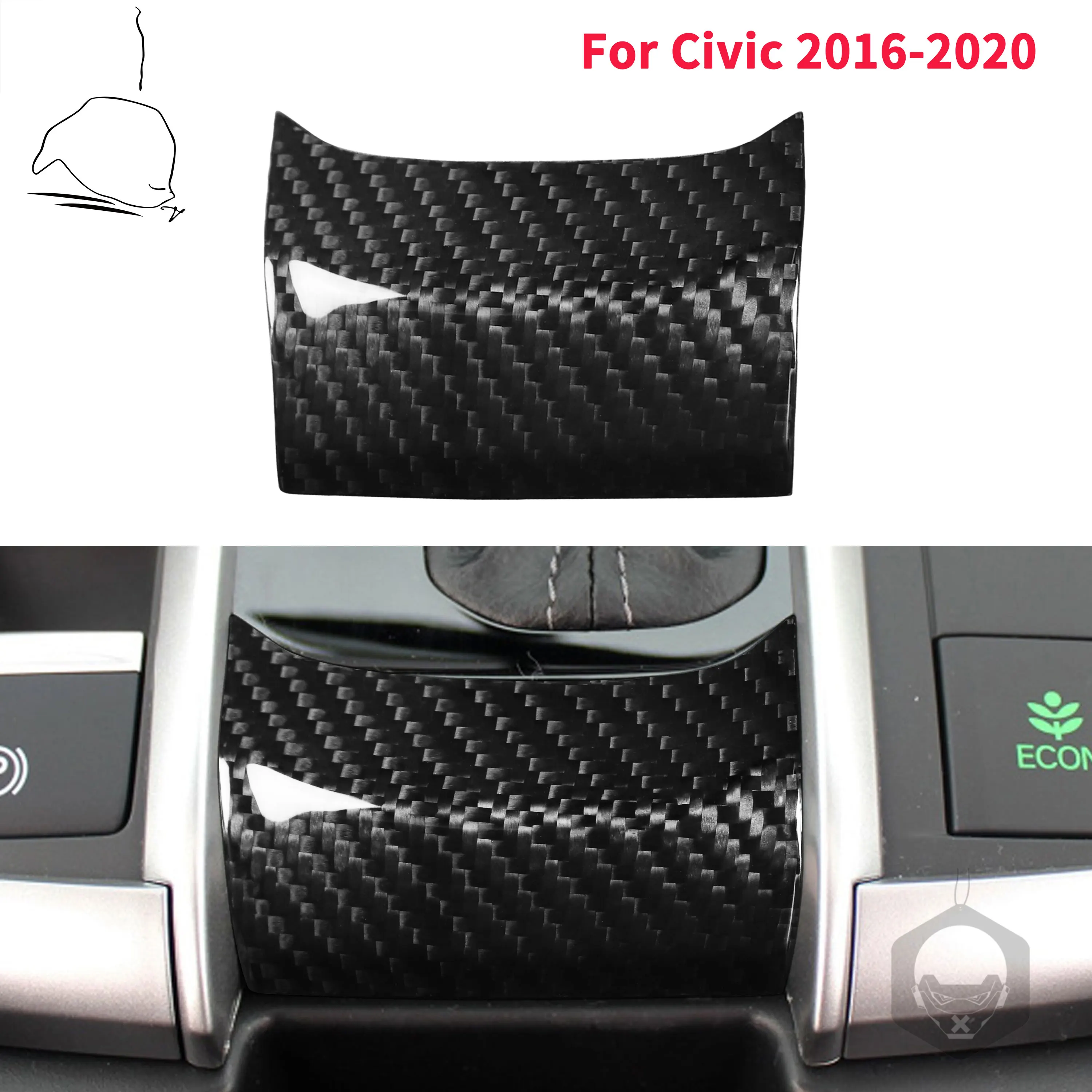 

For Honda Civic 10th Gen 2016-2020 1 Pcs Gear Base Cover Stickers Real Carbon Fiber Black Paste Style Car Interior Accessories