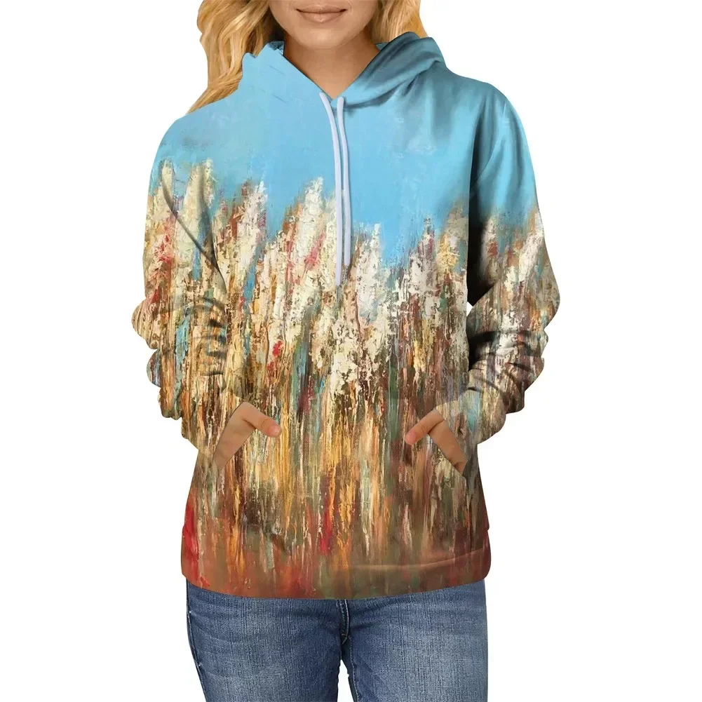 Women Sweatshirts Pullover Hoodies Winter Casual 3D Printed Comfortable Fabric Long Sleeve Sweater Winter Woman Clothes 2025