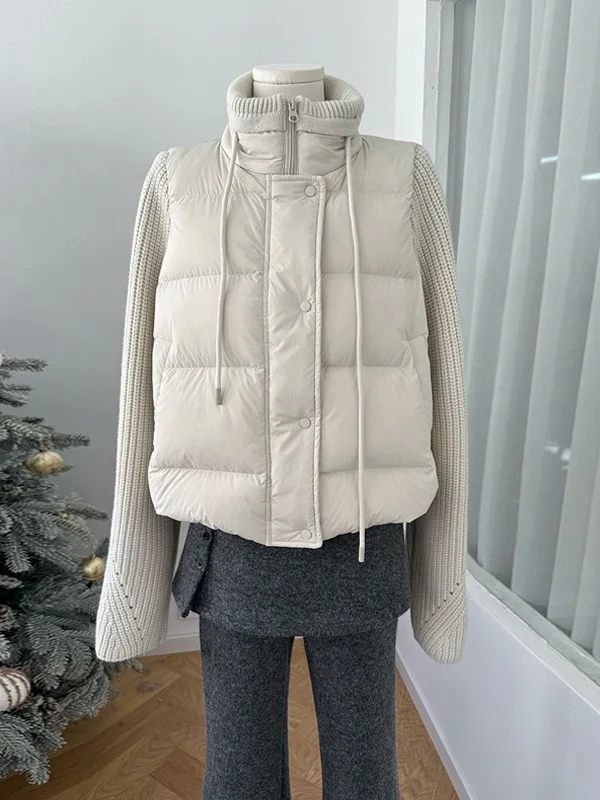 

Куртка в корейском стиле с воротником-стойкой, вязаными вставками и рукавами-пэчворк, из хлопка, повседневная, свободного кроя, для поездок на работу, модная зимняя новинка