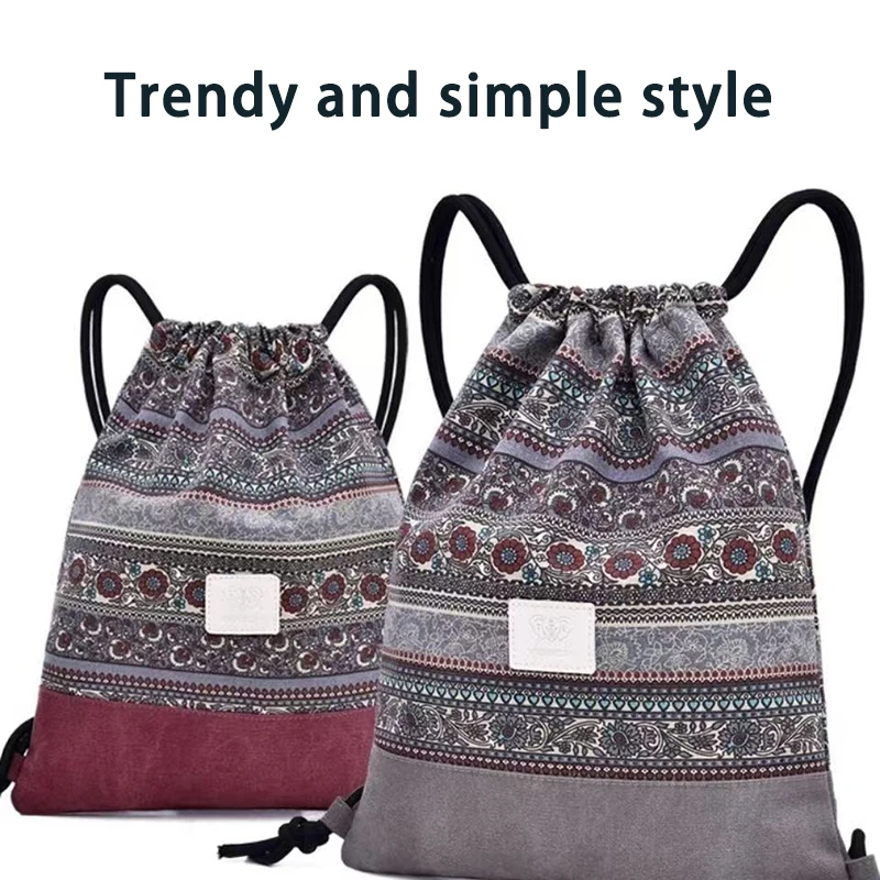 Cotton Fabric Backpack Female Gypsy Bohemian Unisex Bundle Rope Sport Backpack School Bags Travel Beach Bags For Men Women