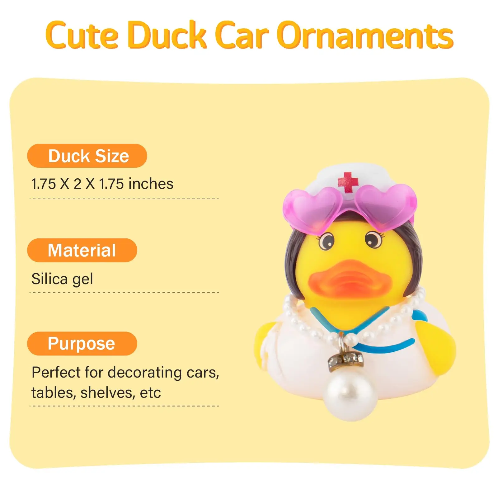1Set  Nurse Ducks for Car Dashboard - Rubber Duck Decorations, Ornaments and Accessories