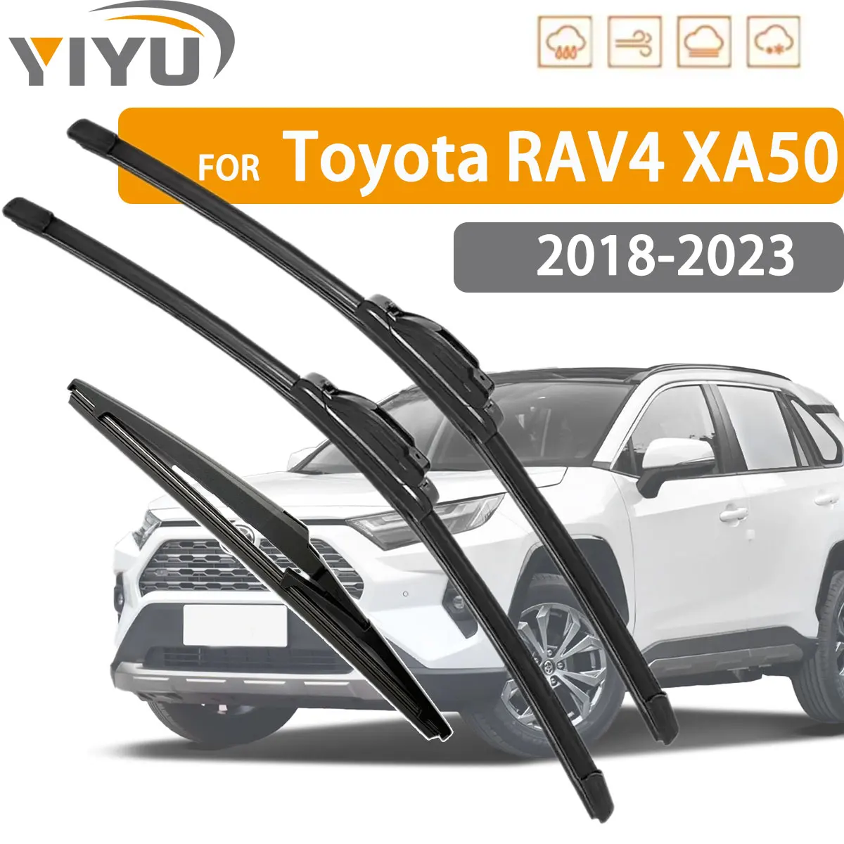 

3 шт. автомобильных дворников для RAV4 XA50 2018-2023, передние и задние щетки стеклоочистителя, аксессуары для автомобильных стекол