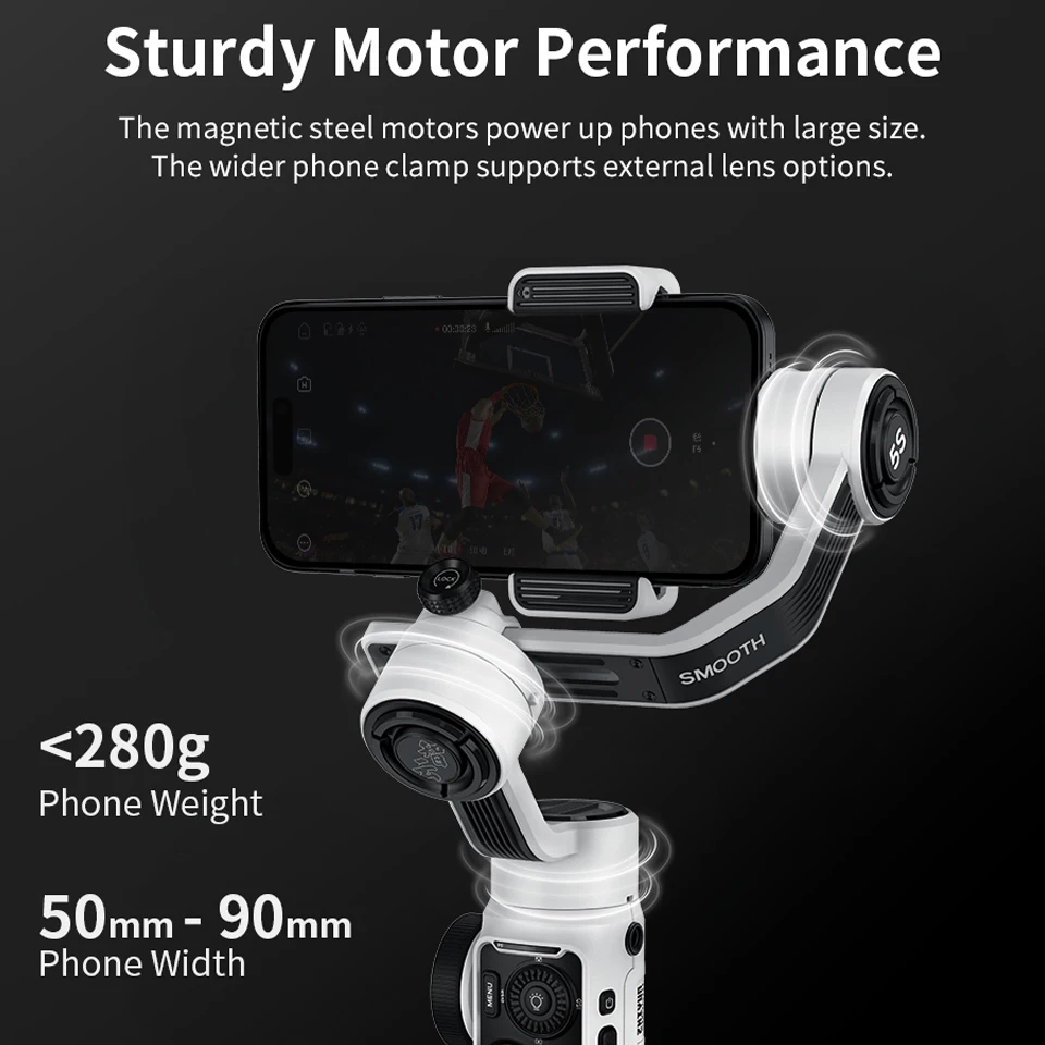 ZHIYUN Smooth 5S Handheld Stabilizer 3-Axis Smartphone Gimbals Selfie Stick for iPhone 14/13 Pro Max Samsung Huawei Xiaomi