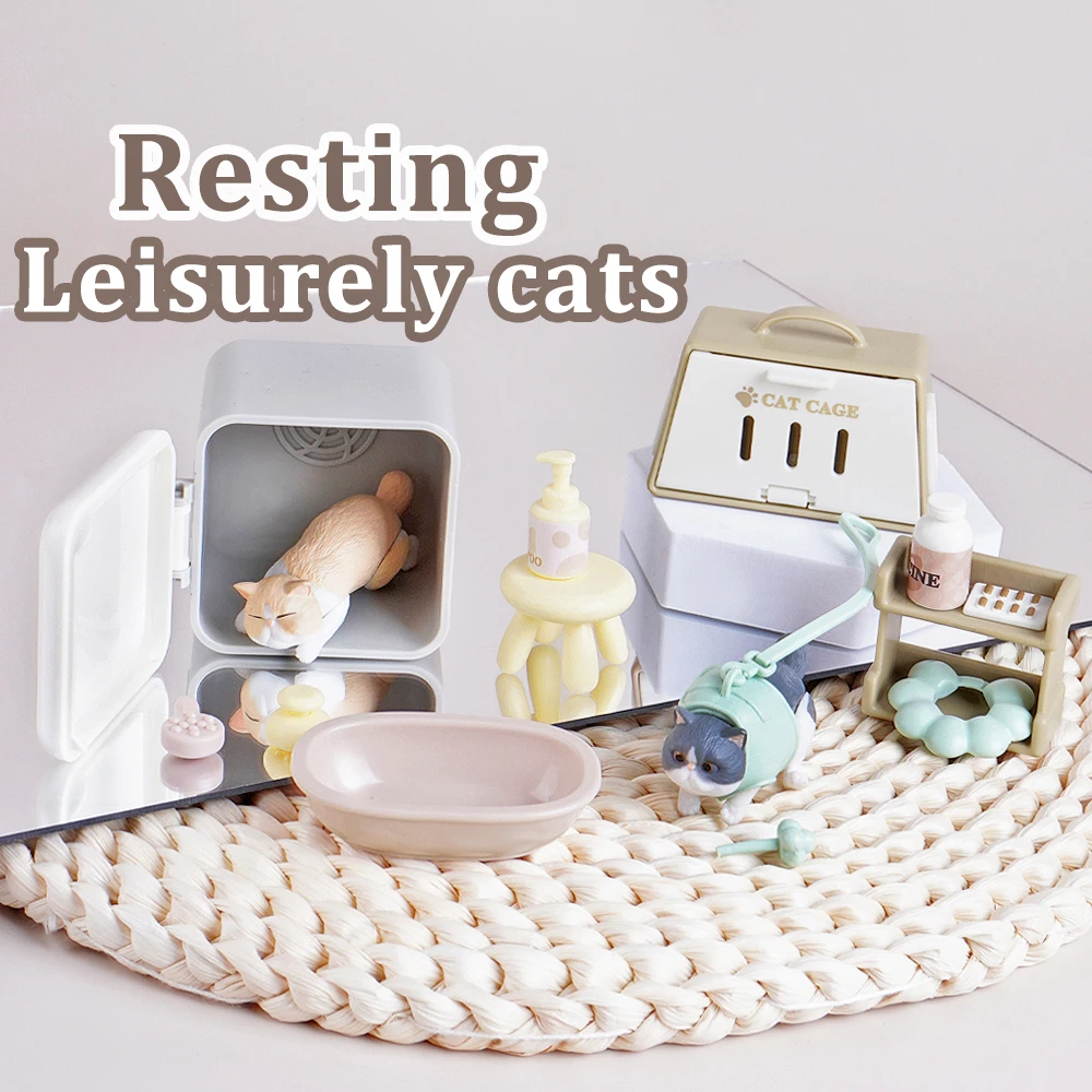 SENGTONGLE-M07-6IN1 Scala 1/12 Mini Gatto Ornamento Gatto Figure Micro Paesaggio Gatto Alberi Scratcher Decorazione Accessori Giocattolo