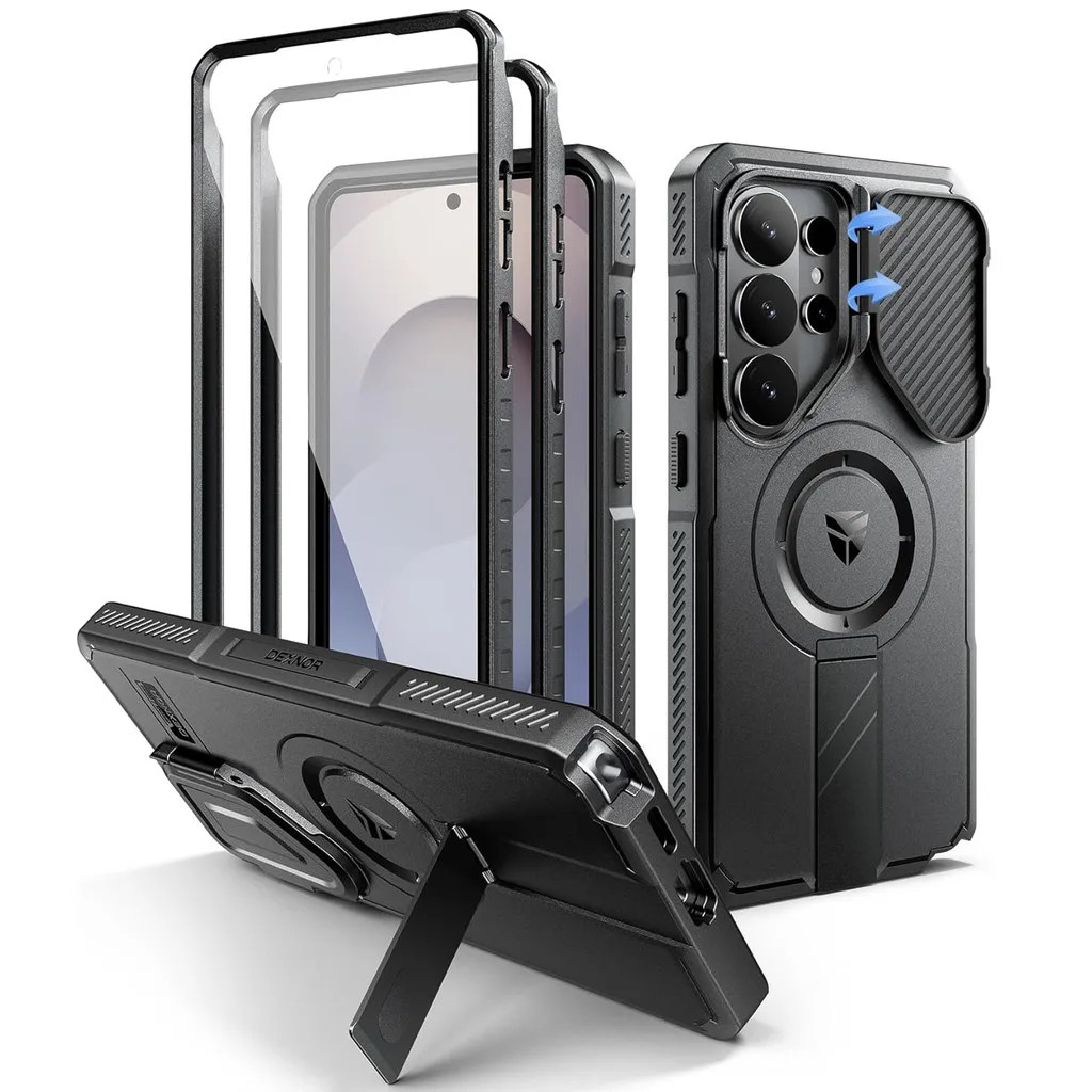 

Dexnor Magnetic for Samsung Galaxy S26 Ultra Case with Camera Cover Adjustable Kickstand Screen Protector Rugged Shockproof
