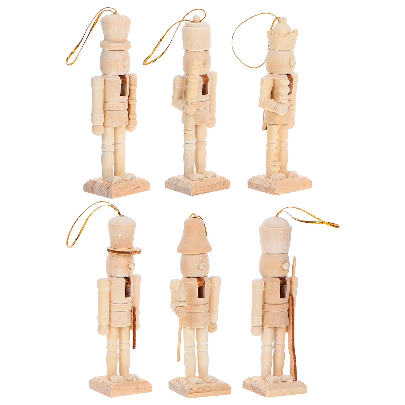 

6pcs 12.5Cm Wooden Nutcracker Soldier Unfinished Diy Craft Kit Christmas Decor Holiday Ornament Home Tabletop Display