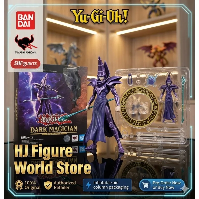 Brand New In Stock100%Bandai Original S.H.MonsterArts Series Yu-Gi-Oh! Duel Monsters SHM DARK MAGICIAN  ToysforCollectible Model