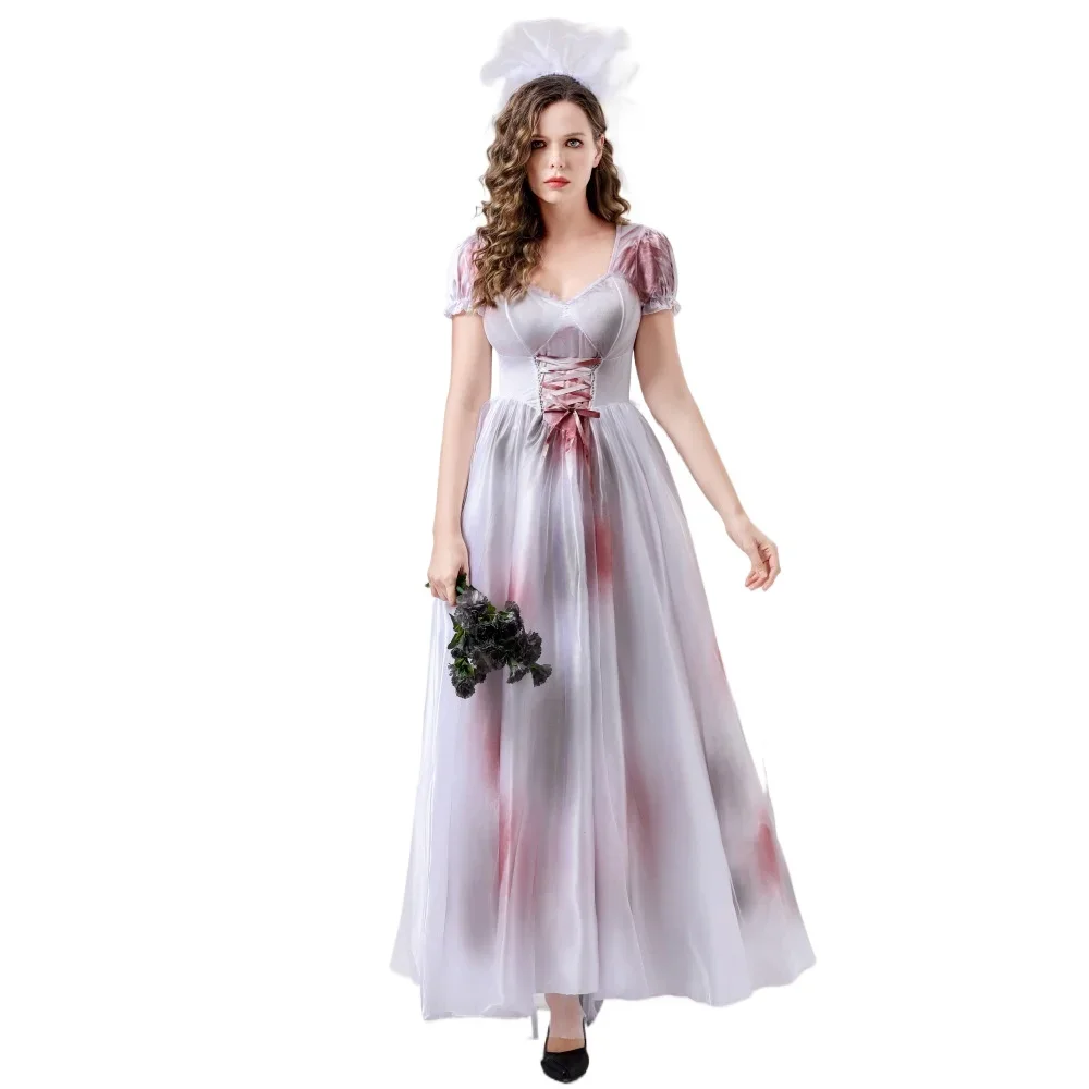 

Carnival Halloween Cosplay Costumes Women Scary Zombie Corpse Ghost Bride Costume Dress Up For Adult