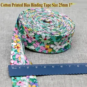 Baumwollbiasklebeband mit beeindruckten Blüten, Twill -Bindungsband, DIY -Nähkantentuchmaterial, 25 mm, 1 11 Hauptverkäufe Baumwollbias - №9