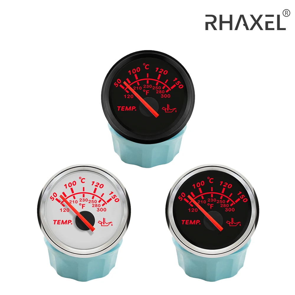 RHAXEL Newest Oil Temp Gauge 50-150 Celsius 52mm with Red Backlight for Yachts Boat Car 9-32V