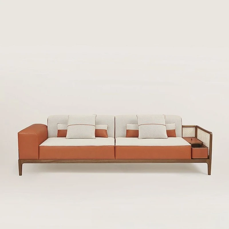 

Italian Hermes furniture, modern simplicity, leather living room, light luxury high end villa