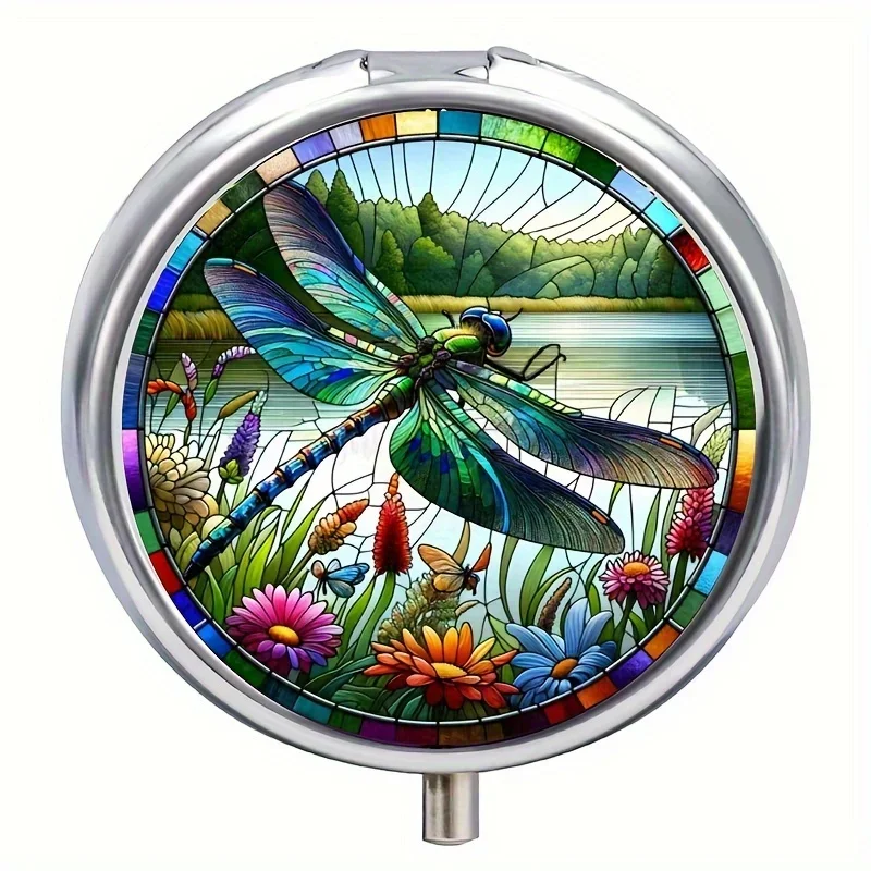 

Круглый контейнер для лекарств, металлический круглый мини контейнер для хранения лекарств, 3 декоративных мини-кармана, портативный дорожный контейнер с витаминами, подарки для путешествий