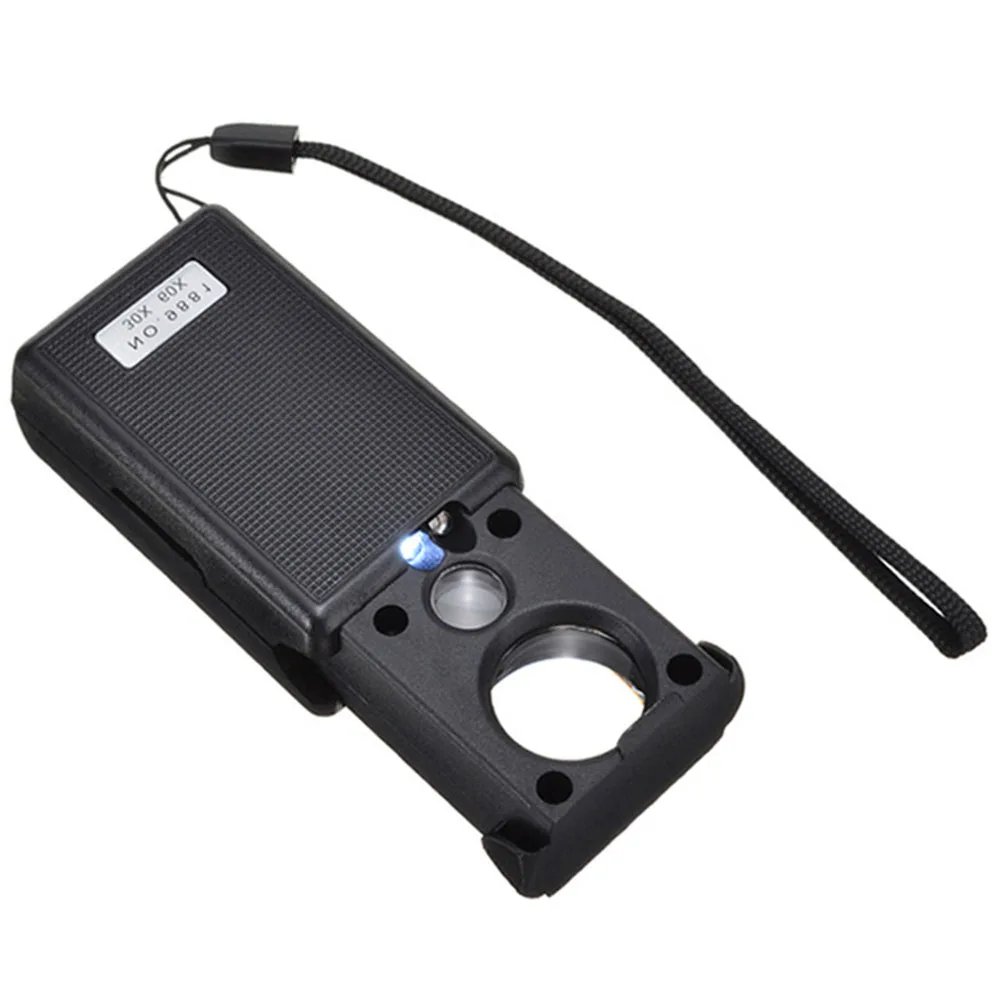 LED Illuminated Magnifier 30x and 60x for Jewelry Pearl Luster Assessment Diode Polarity and Micro-Detail Sketching