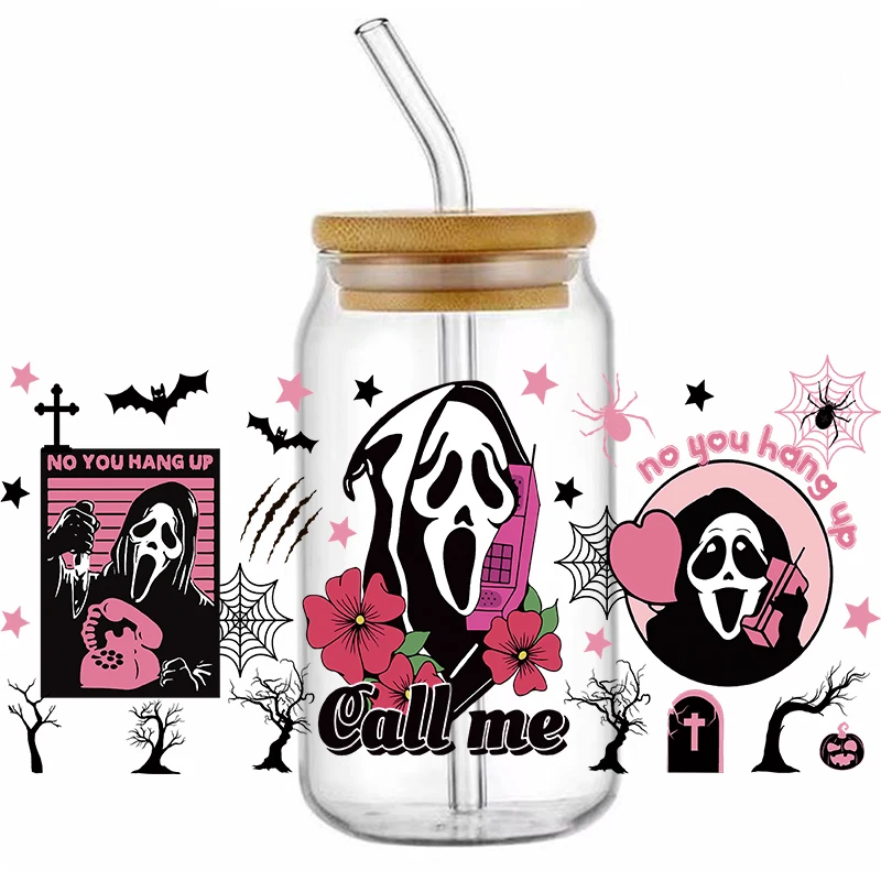 Halloween Design UV DTF Cup Sticker Crystal Label Waterproof Resistant DIY Wrap Transfers Stickers Glass Adhesive Sticker