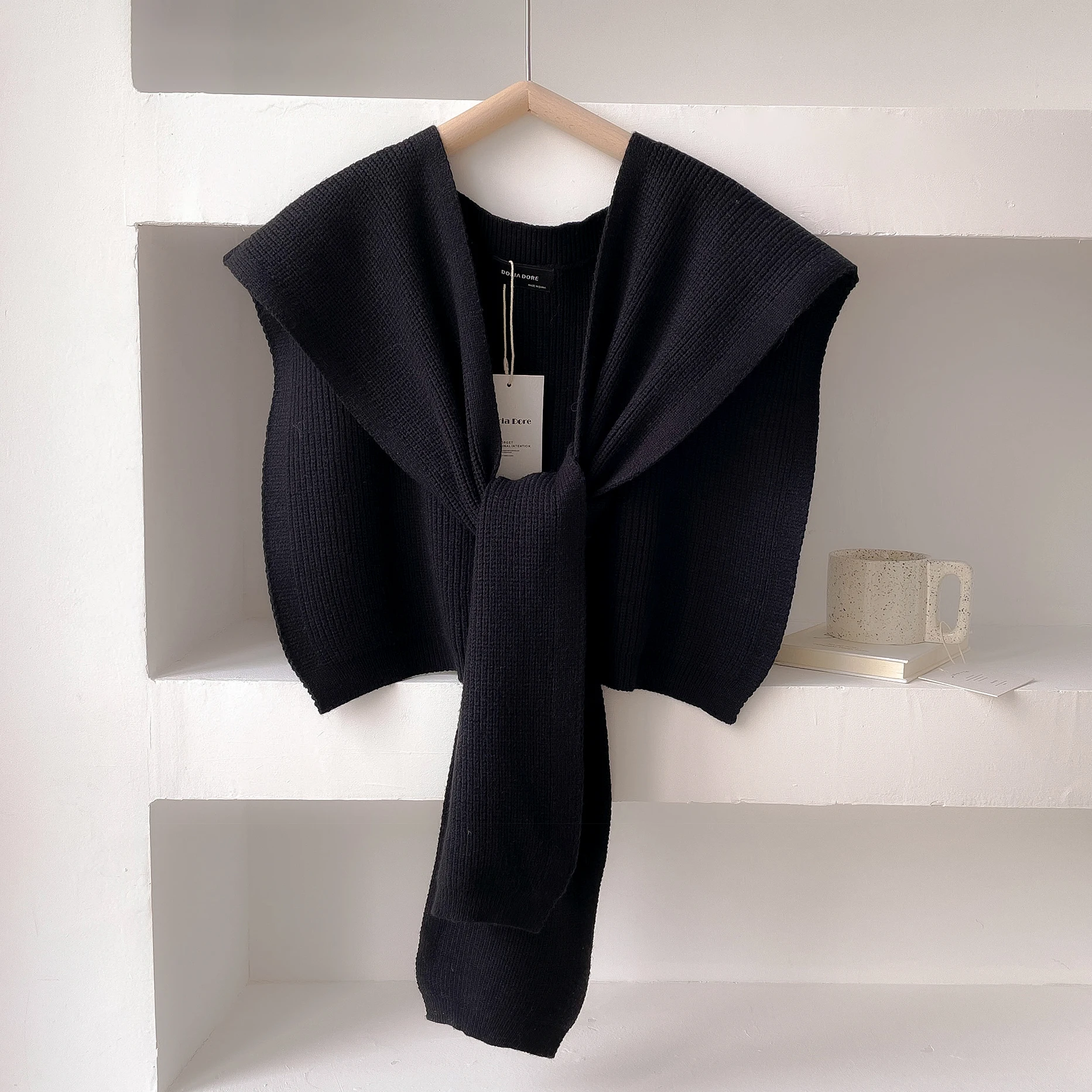 Cashmere Wool Knit Women Fake Collar Shawl Summer Air Conditioned Shoulder Protect Cervical Spine Thicken Warm Scarf