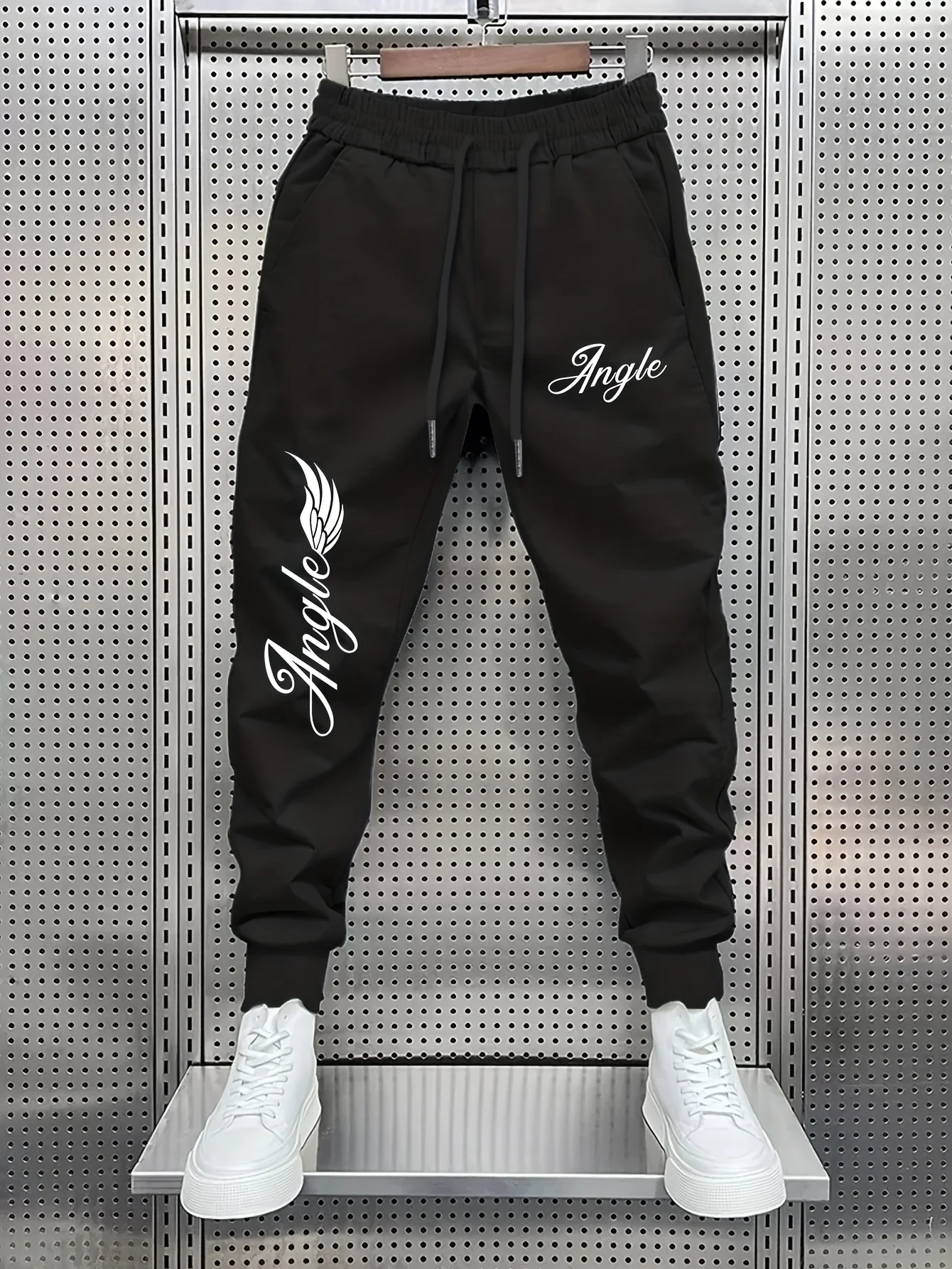 Elegant‑chic angle letter angel wing graphic stylish tapered sweatpants men hip hop sports jogger trousers