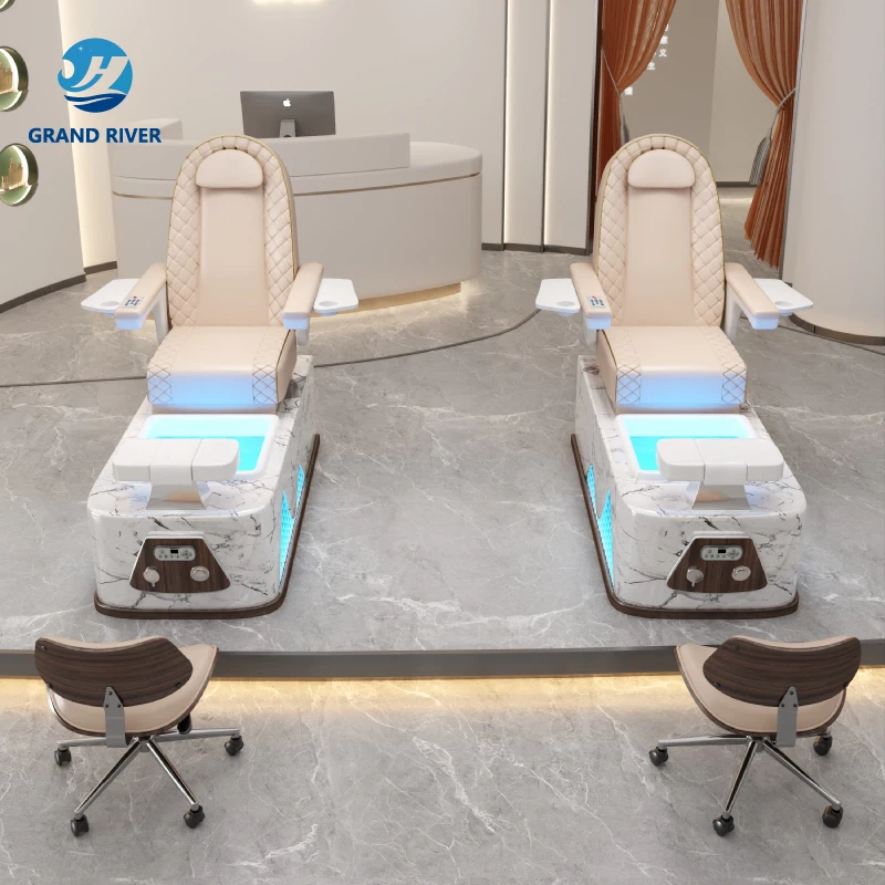Reclining Salon Nail Spa Foot Bath Light Surfing Spa Massage Chair For Pedicure And Manicure Pedicure Chairs Luxury