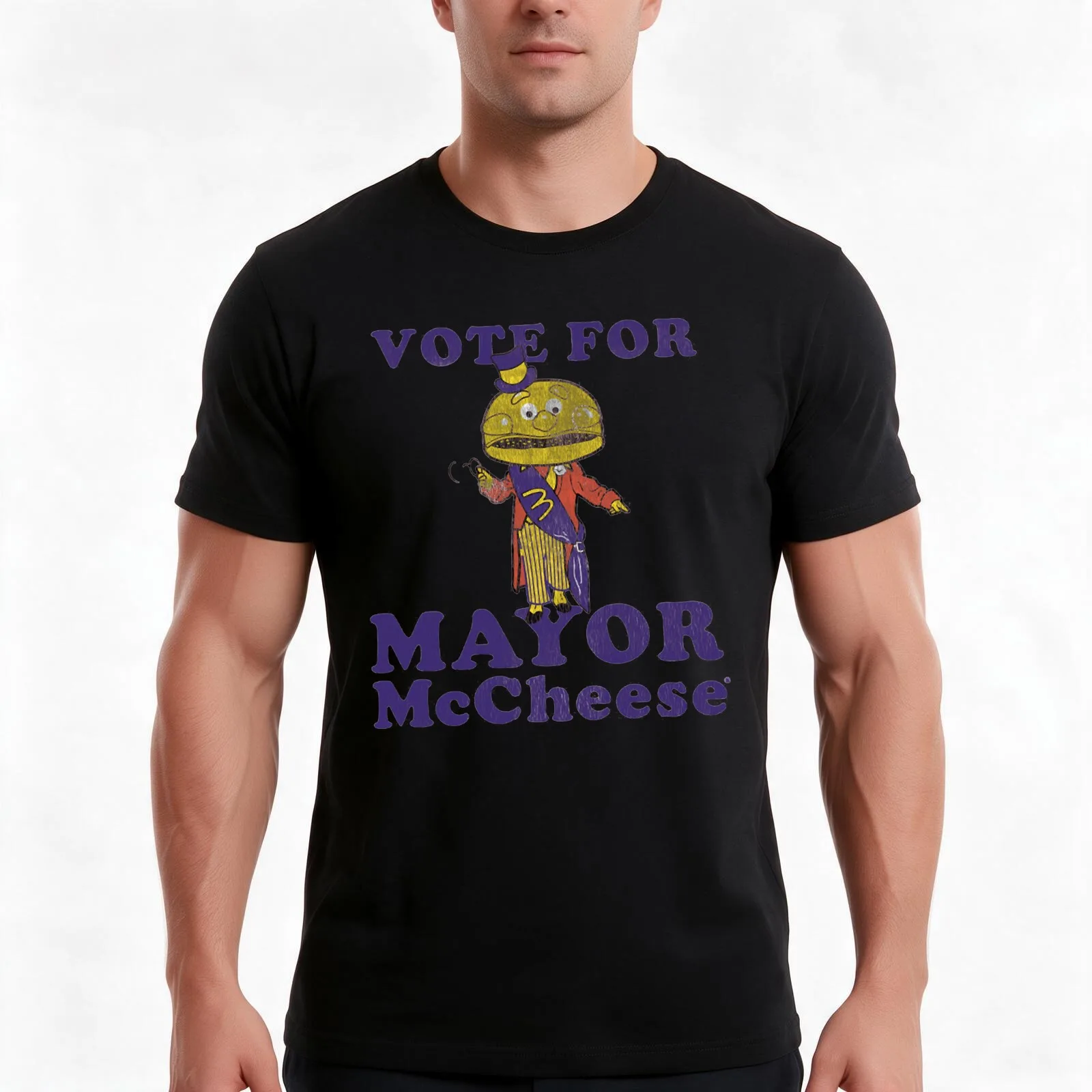 Vote for Mayor McCheese - Vintage Repro T-Shirt Summer Casual Cotton Tee Oversized Streetwear Tops Vintage Graphic Print