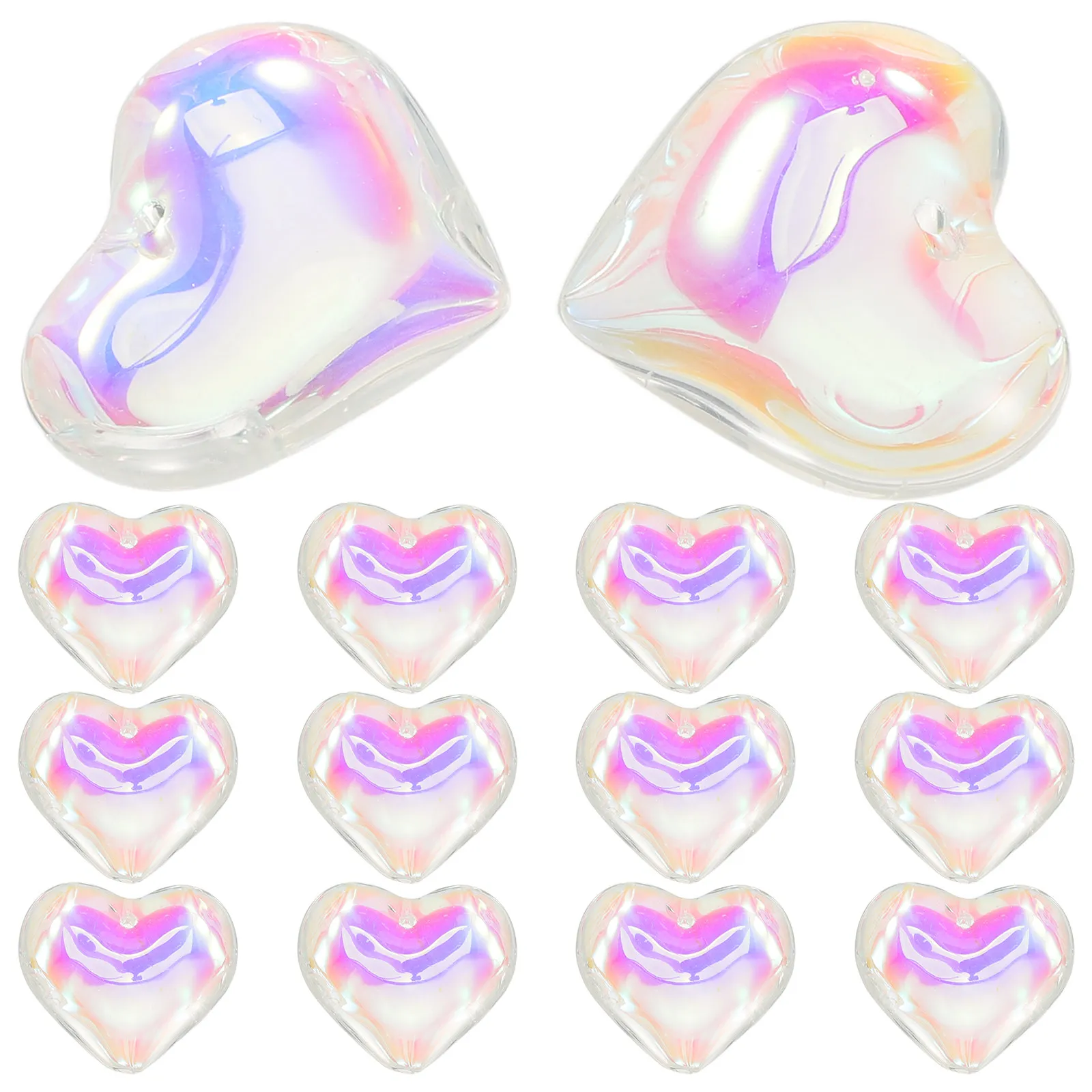 16Pcs Heart Suncatcher Glass Hanging Heart Ornament Romantic Window Pendant Garden Party Wedding Christmas Tree Decoration