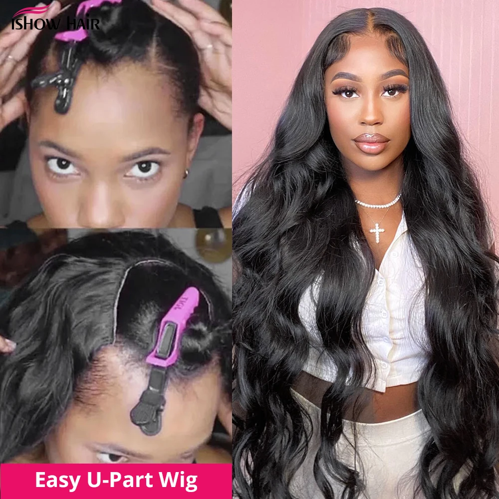 Ishow U Part Wig Human Hair Body Wave Human Hair Wigs For Women 250 Density 30 Inch Brazilian Remy U Shape Wig Machine Made