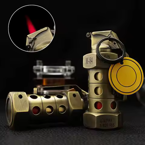 Funny Grenade-Shape Lighter Retro Windproof Ignition Cigars Lighter Men Present for Lighter Lover