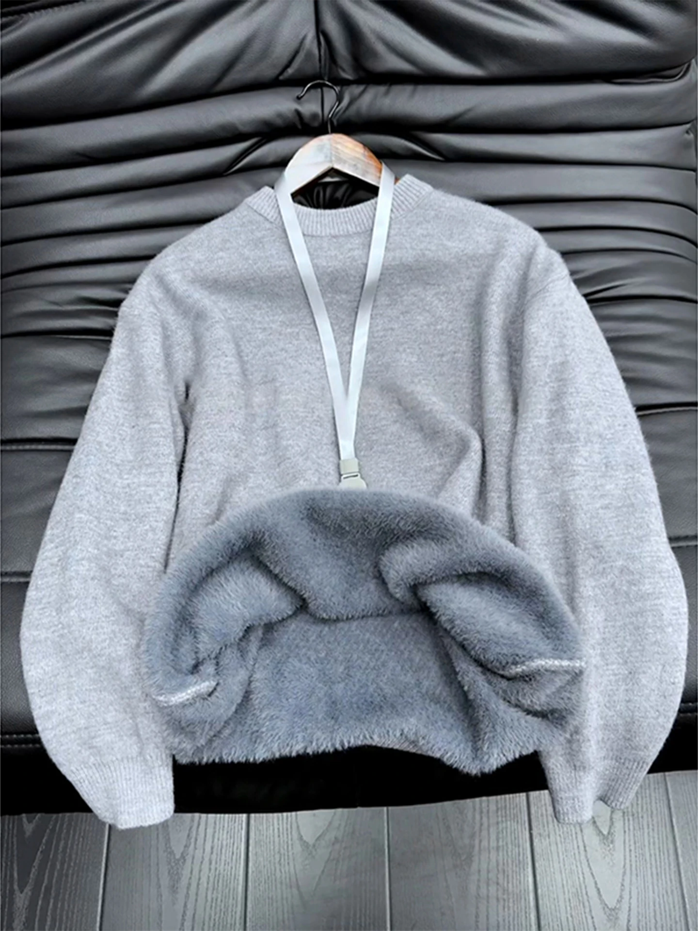 

Мужской трикотаж свободного кроя с круглым вырезом, на подкладке, повседневный, удобный, теплый базовый слой, для осени и зимы, модный, из мягкой ткани