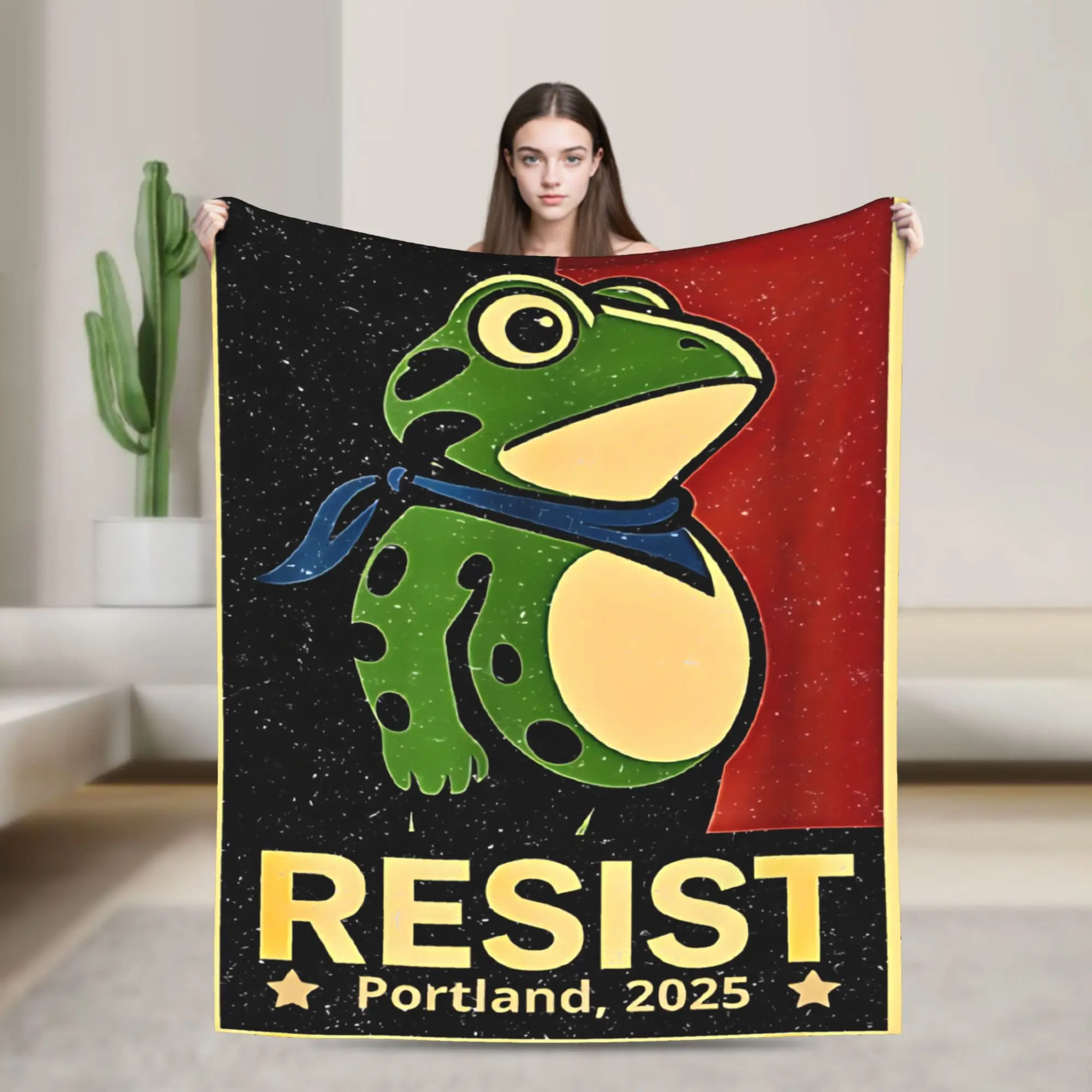 

Вязаное одеяло Portland Frog Protest, фланелевые ультра-мягкие пледы для автомобиля, дивана, одеяла для спальни