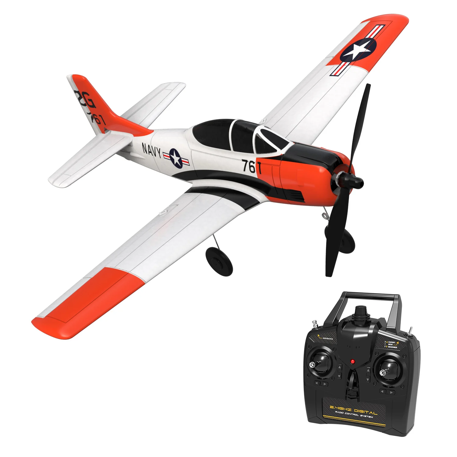 

EBOYU 76109 RC Airplane T28 Trojan 2.4G 4CH Remote Control Plane Xpilot Stabilization System One Key Aerobatic Aircraft Gift Toy