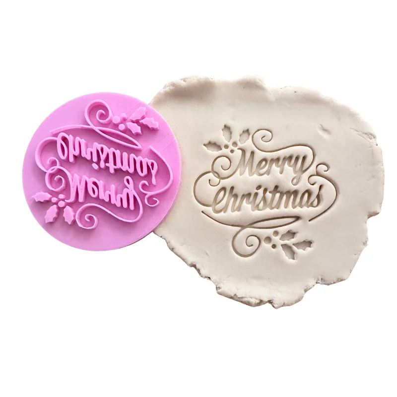 Baking Tool Merry Christmas Cookie Stamp Fondant Stamp Elk Horn Plastic Emboss Cake Mould tool Clay Cake DIY