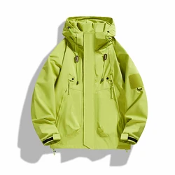 Men's stormcoat Spring and Autumn New Solid Colour Waterproof Windproof Outdoor Adventure Hooded Windbreaker Men's Work Jacket