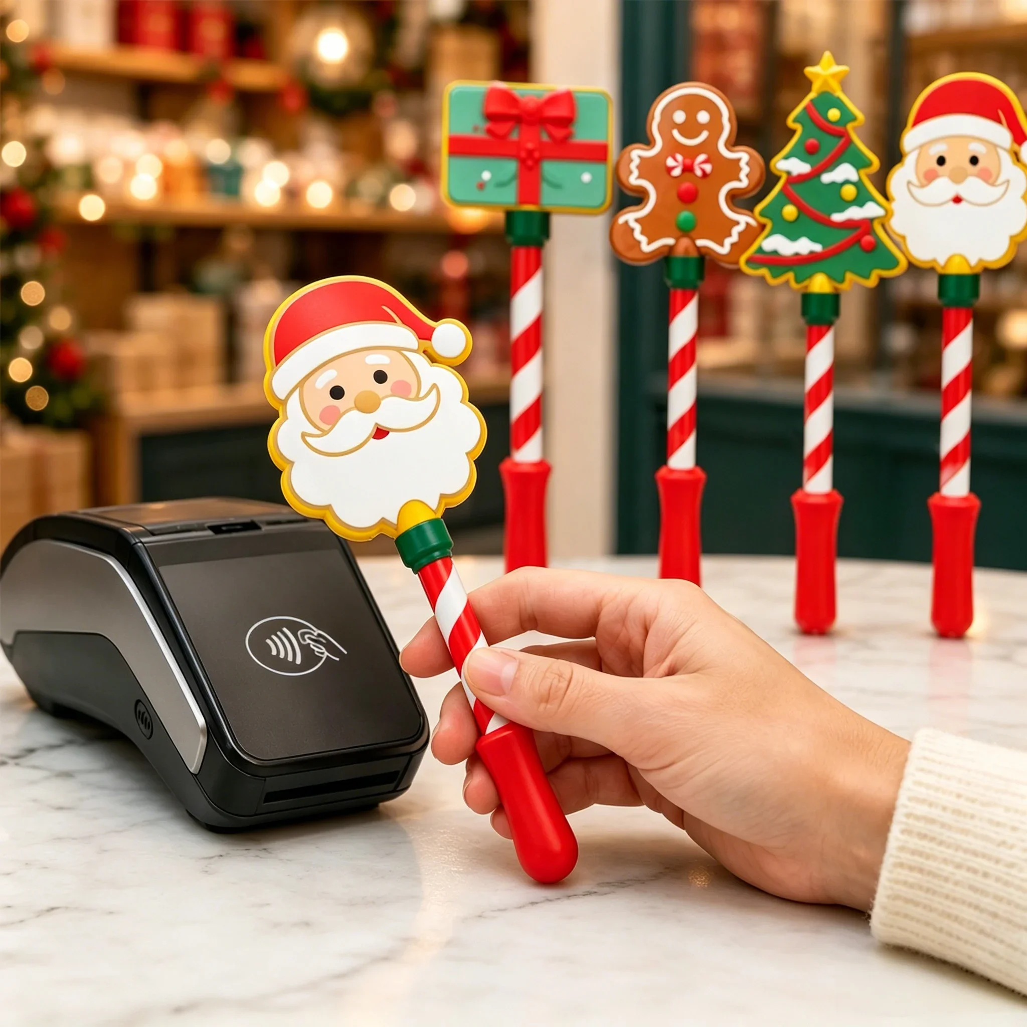 Christmas Creative Wand, Click To Pay Wand, Credit Card,Portable Holiday Checkout Item,Contactless Cash Register and Card Reader