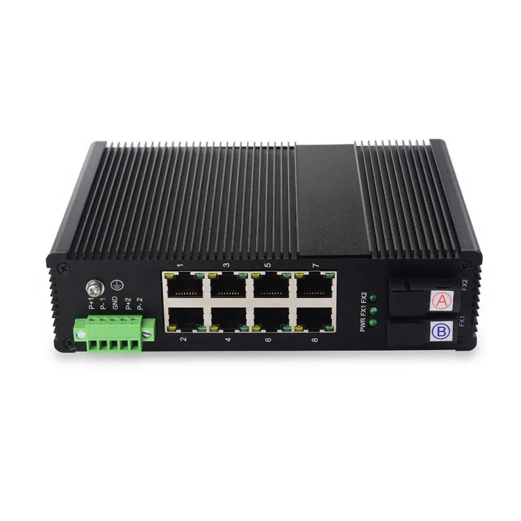 Gigabit Industrial Grade Non Managed Fiber Optic Switch with 2 Optical and 8 Electrical Interface Configurations