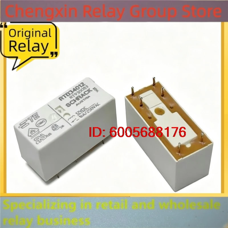 New 10pcs/lot 6 Pin Mini PCB Relay RTD34012 12VDC Coil 16A 250VAC High Load Through Hole Relay For Household & Automation