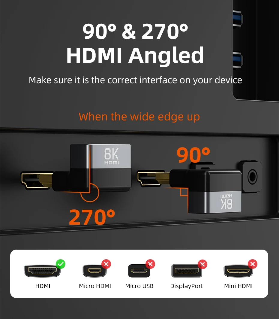 CABLETIME 8K HDMI Adapter Stecker auf Buchse Konverter Adapter UHD2.1 Unterstützung 8K HDMI 2.1 4K 120Hz 48Gbps für HDTV Laptop PS5 – Detail 6